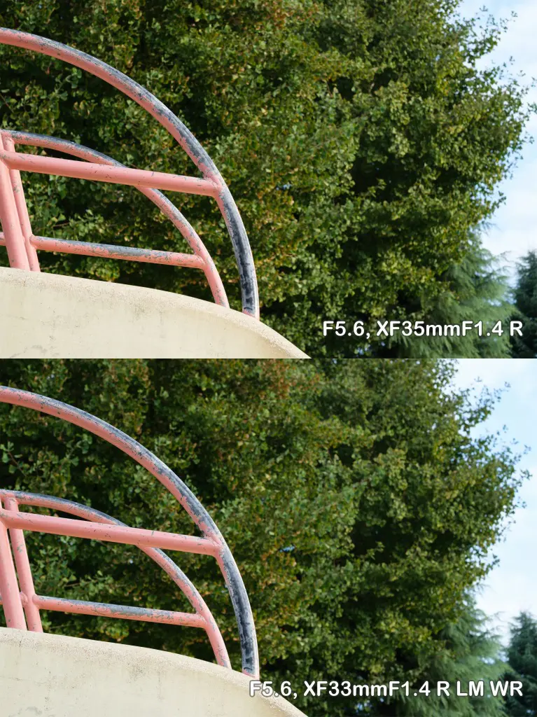 XF35mmF1.4 RとXF33mmF1.4 R LM WR　ボケ感の違い F5.6