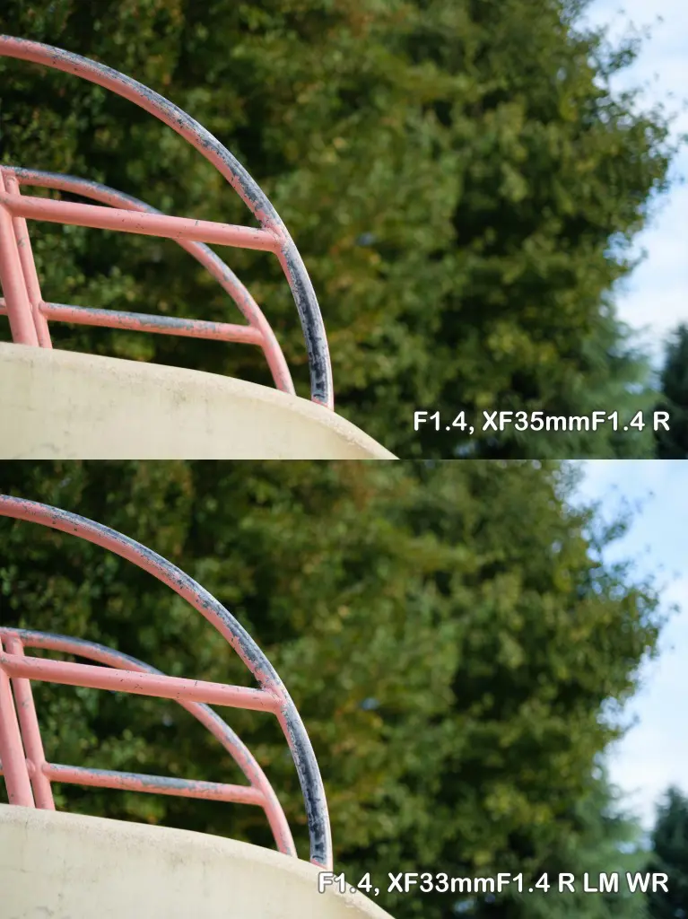 XF35mmF1.4 RとXF33mmF1.4 R LM WR　ボケ感の違い F1.4