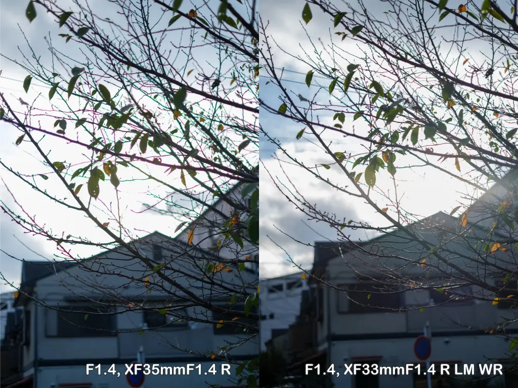 XF35mmF1.4 RとXF33mmF1.4 R LM WR　フリンジの違い