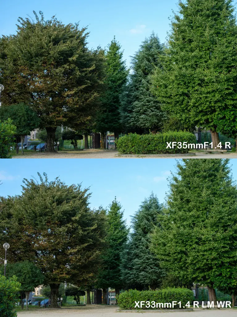 XF35mmF1.4 RとXF33mmF1.4 R LM WR　画角の違い　遠景
