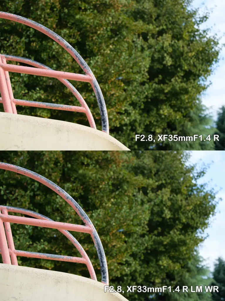 XF35mmF1.4 RとXF33mmF1.4 R LM WR　ボケ感の違い F2.8