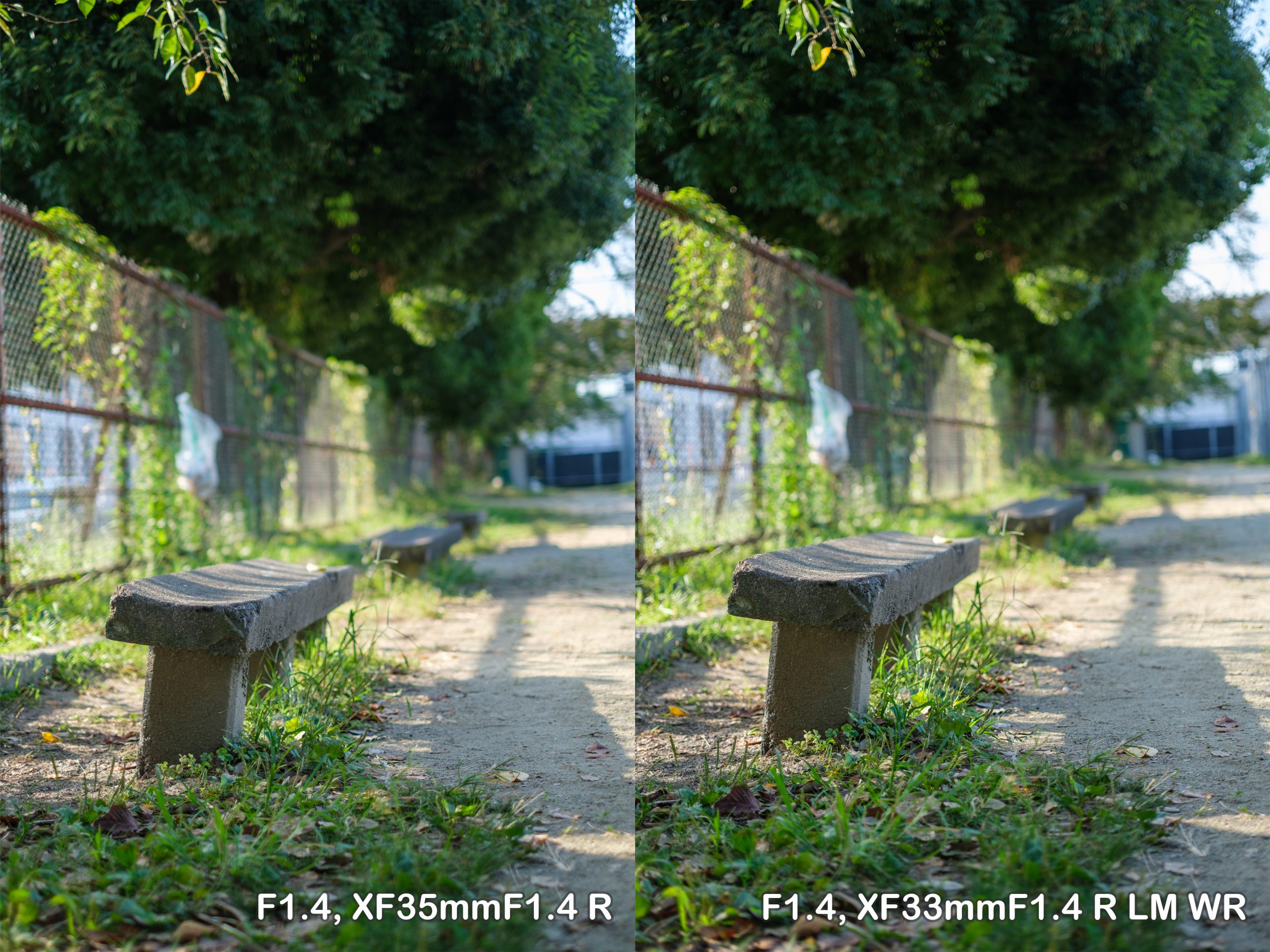 XF35mmF1.4 RとXF33mmF1.4 R LM WR　ボケ味の違い F1.4