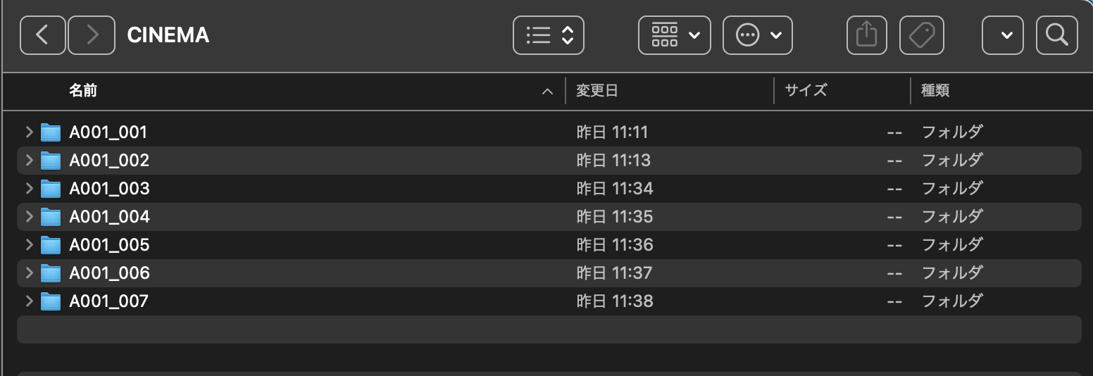 SIGMA fp CinemaDNGを撮ったときのファイル構成